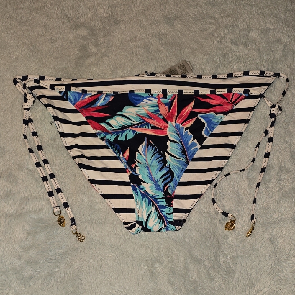 Tommy Bahama Black and White Striped Bikini Bottom